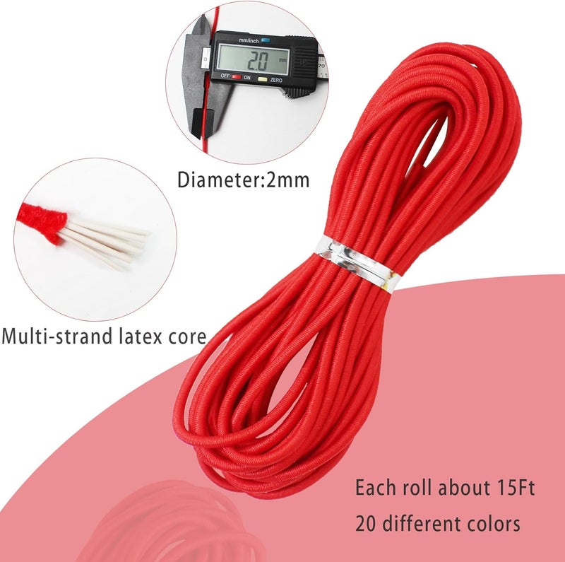 ZHFMLY Assorted Elastic Beaded Cords 2mm 2/25 inch 300ft Elastic Bracelet String for Bracelets,Small Bungee Shock Cord for DIY Crafts, Beading and Sewing (ZH168) - Image 2
